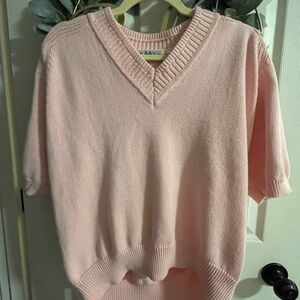 Vintage Moda Soft Pink V-Neck Sweater